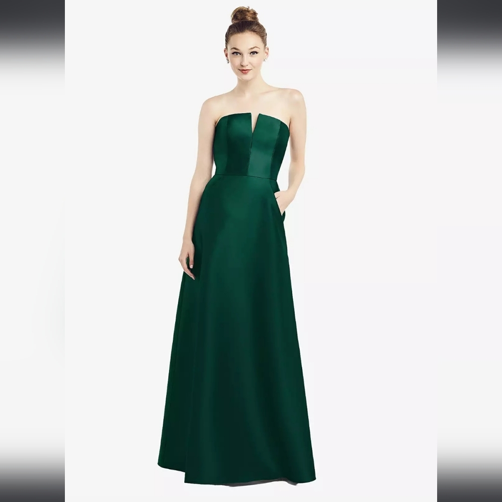 ALFRED SUNG Emerald Strapless Maxi Gown